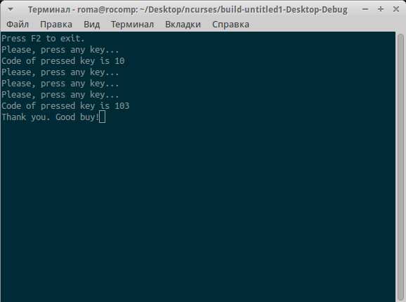 Управление режимом работы терминала в Ncurses
