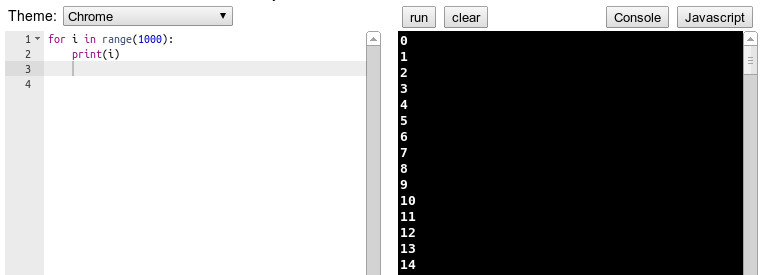 Консоль Brython