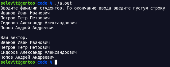 Работа с векторами в C++. Пример программы.