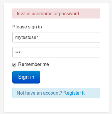 Пример ошибки в форме авторизации Пример ошибки в форме регистрации